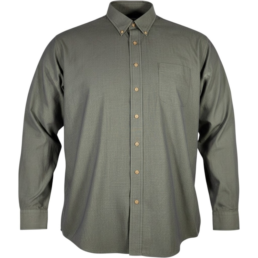 Enro Mens 3XT Non-Iron Poplin Button Down Shirt Green Check Cotton Long Sleeve